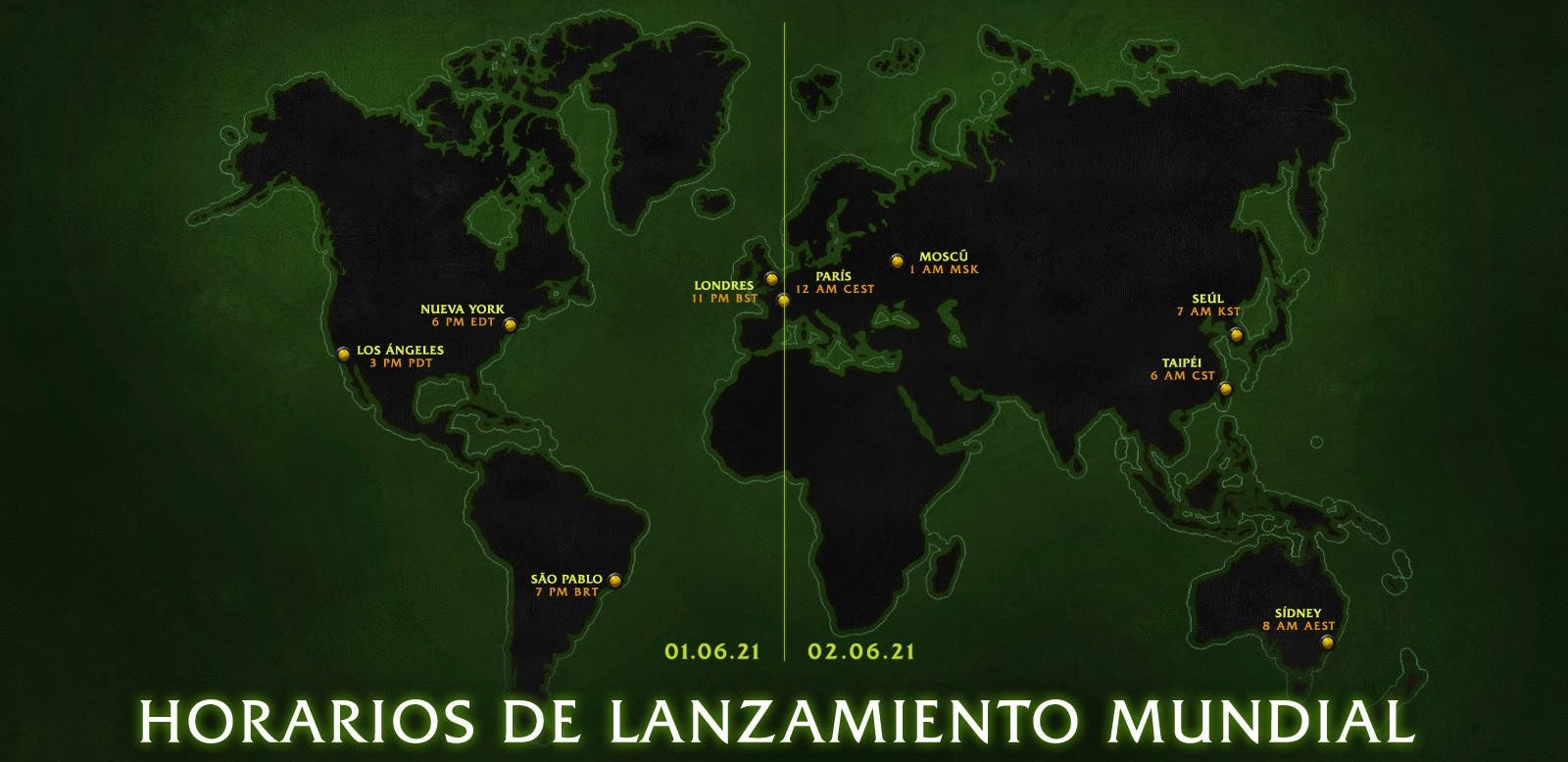 Mapa mundial con horario lanzamiento expansion